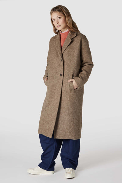 Coats & Jackets - Ariadne Long Coat Brown Meele <br> By Kings Of Indigo