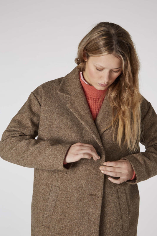 Coats & Jackets - Ariadne Long Coat Brown Meele <br> By Kings Of Indigo