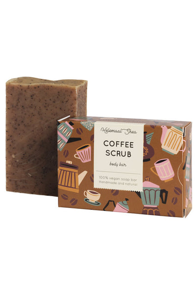 coffee scrub body bar by Helemaal Shea on thegreenlabels