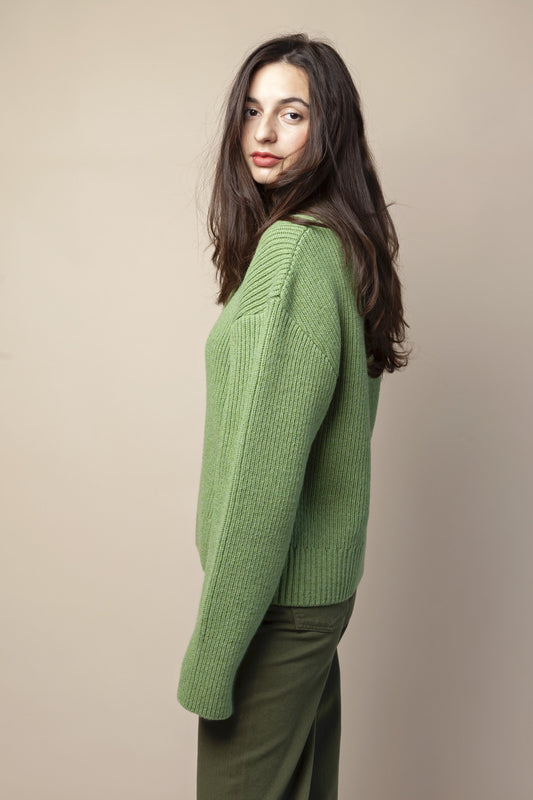 shop dash knit sweater green by By Signe at thegreenlabels