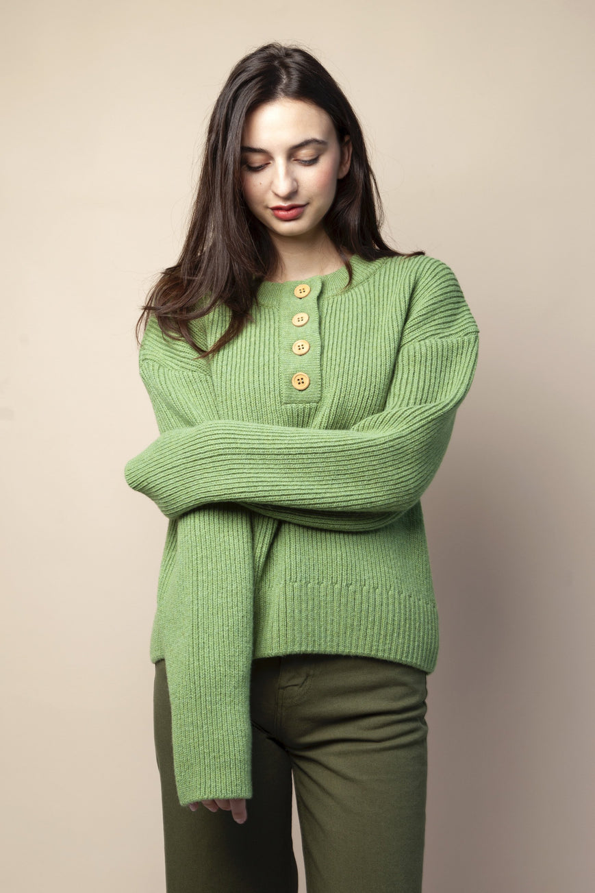 shop dash knit sweater green by By Signe at thegreenlabels