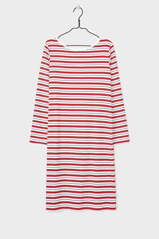 Dresses - Building Block Boat Neck Dress Red Stripes <br> By Kowtow