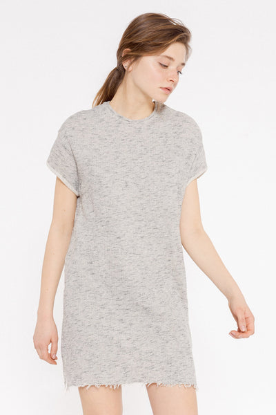 Dresses - Short Sleeve Fleece Dress Light Grey <br> By Friday's Project