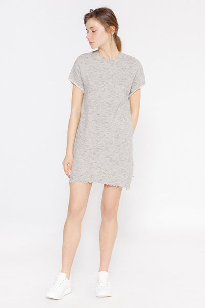 Dresses - Short Sleeve Fleece Dress Light Grey <br> By Friday's Project