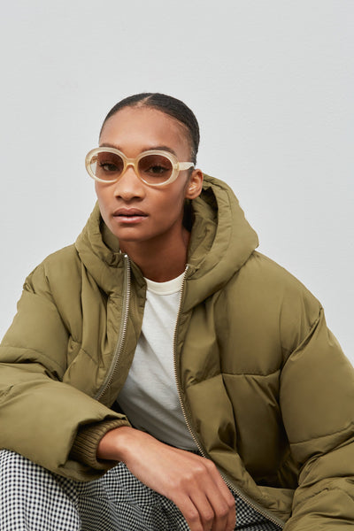 elphin down coat olive by Embassy of Bricks and Logs on thegreenlabels.com