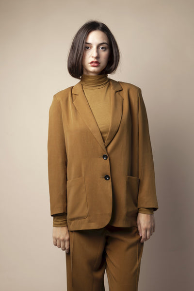 shop hedda blazer golden olive tencel by Frisur at thegreenlabels