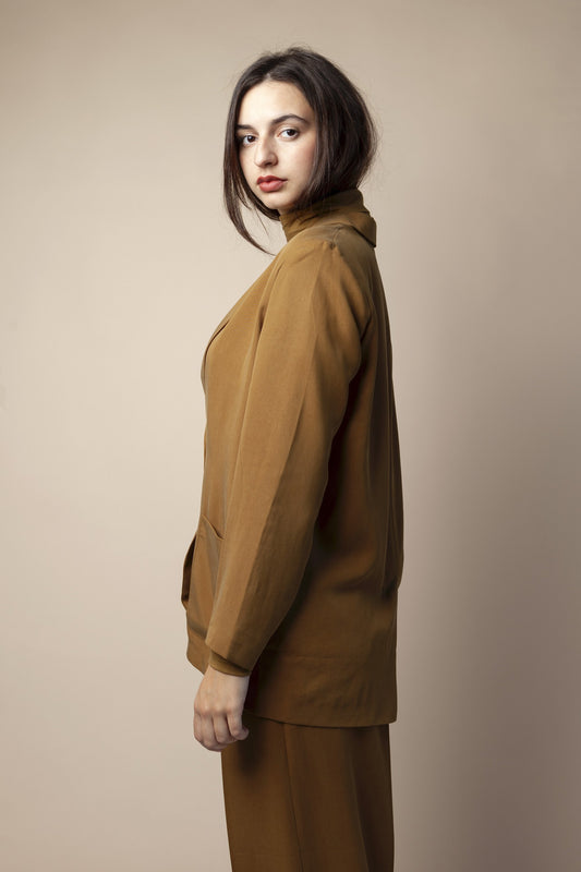 shop hedda blazer golden olive tencel by Frisur at thegreenlabels