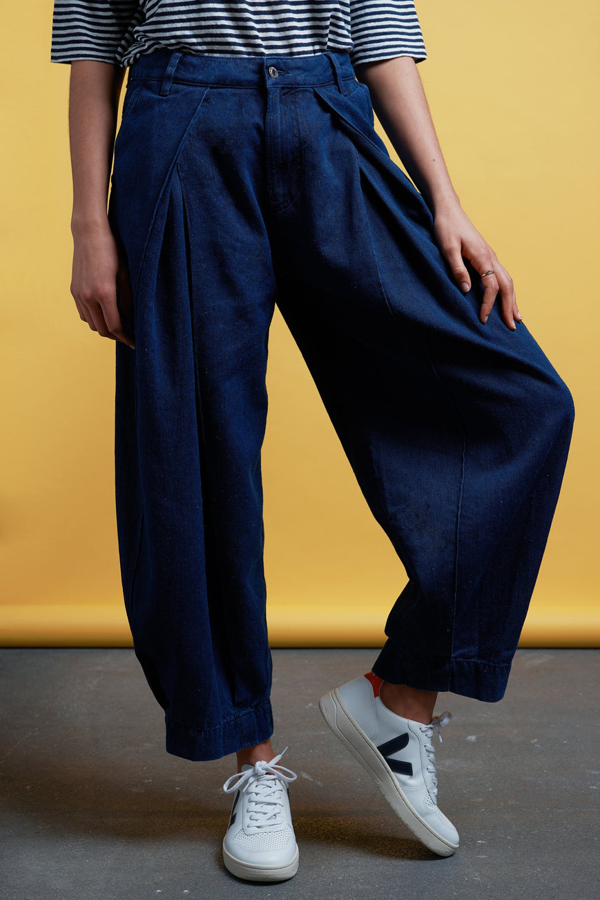 Jeans & Pants - Leila Pleat Blue Hemp Rinse <br> By Kings Of Indigo