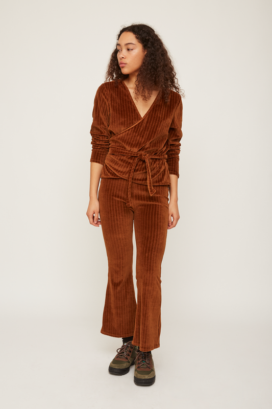 velvet pants brown by rita row on thegreenlabels.com