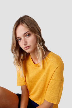 majaji sunflower orange linen by Kings Of Indigo