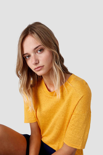 majaji sunflower orange linen by Kings Of Indigo