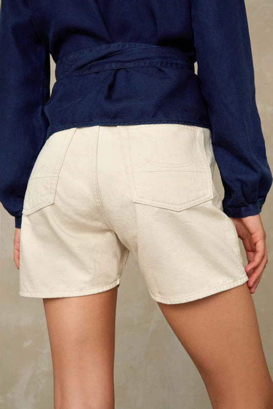 Shop Kings Of Indigo liora shorts | ecru recycled