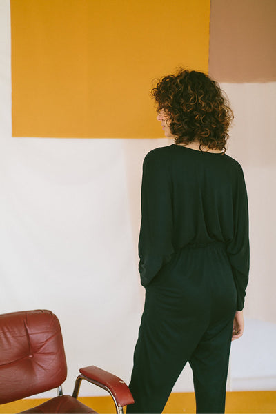 long sleeve jumpsuit black by Cossac on thegreenlabels