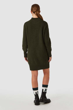 shop lorraine knitted dress military green by Kings of Indigo at thegreenlabels
