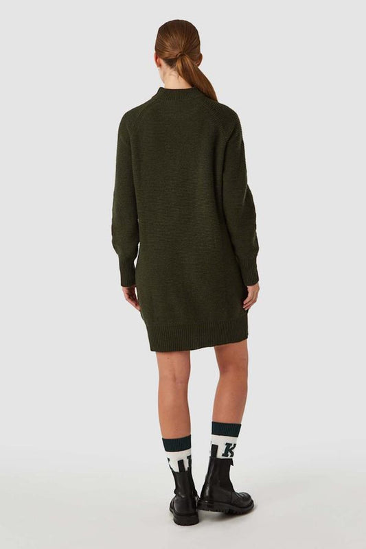 shop lorraine knitted dress military green by Kings of Indigo at thegreenlabels