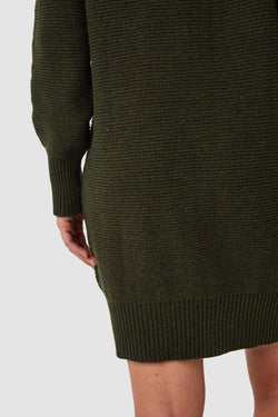 shop lorraine knitted dress military green by Kings of Indigo at thegreenlabels