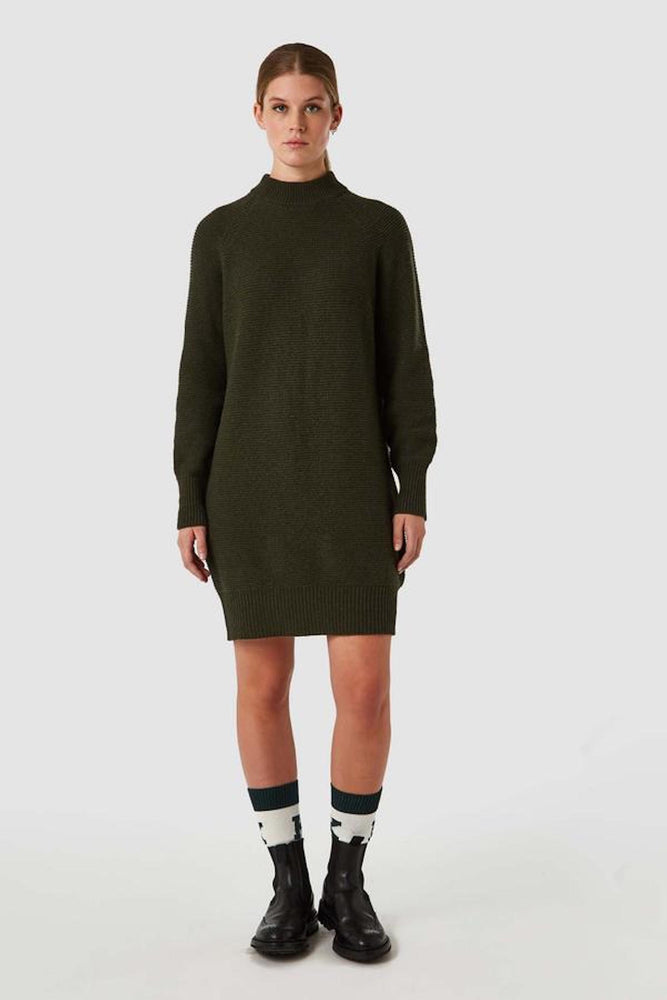 shop lorraine knitted dress military green by Kings of Indigo at thegreenlabels