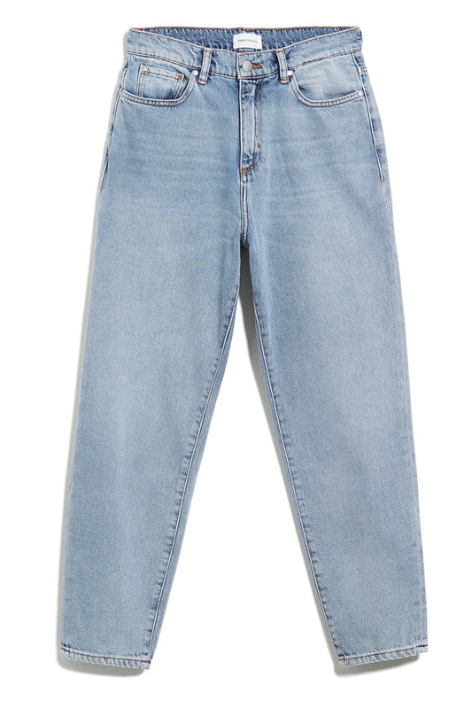 mairaa mom fit high waist jeans faded blue by ARMEDANGELS