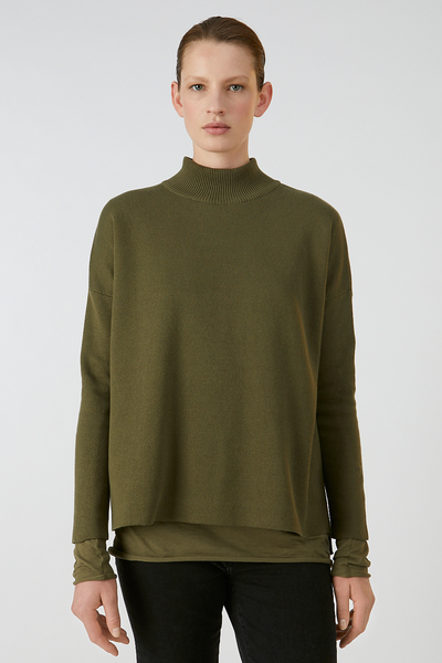 yunaa pullover moss green by ARMEDANGELS on thegreenlabels.com