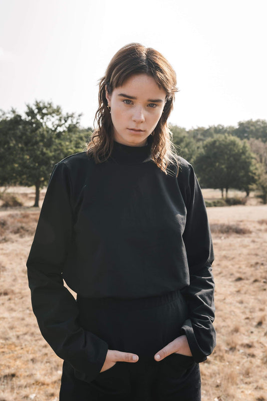 highneck sweatshirt black by Signe on thegreenlabels.com