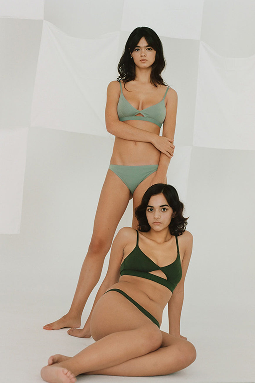 cut out bra thin strap mint by Nude Label on thegreenlabels