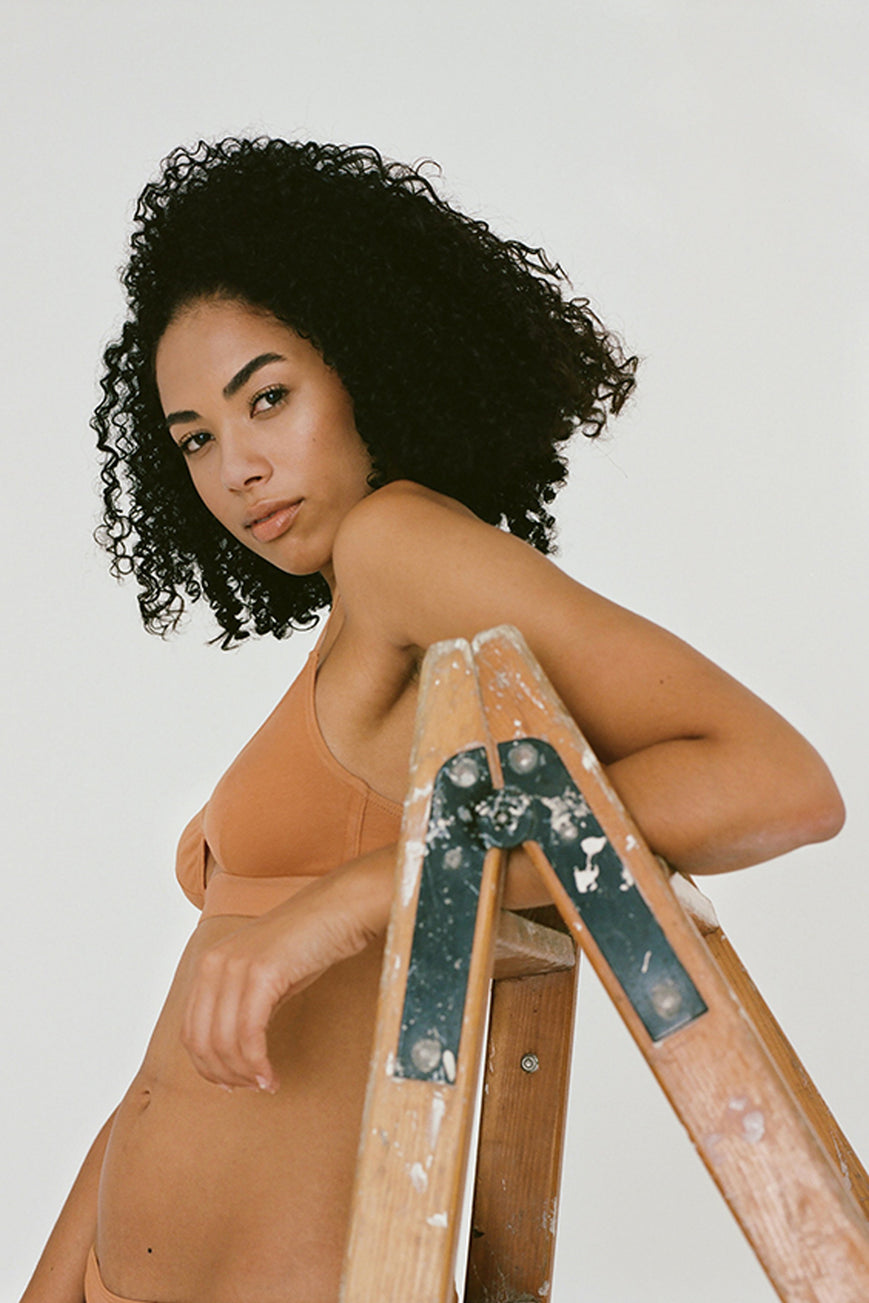 cut out bra thin strap pumpkin by Nude Label on thegreenlabels