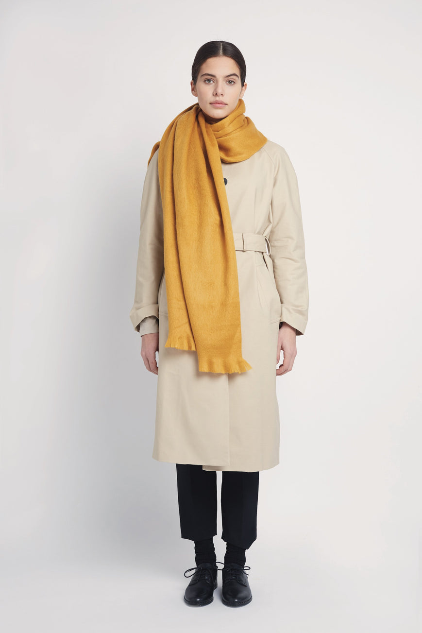 woven scarf ocher by Alpaca Loca on thegreenlabels.com