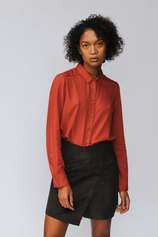 shop maya blouse barn red by j-lab3l at thegreenlabels