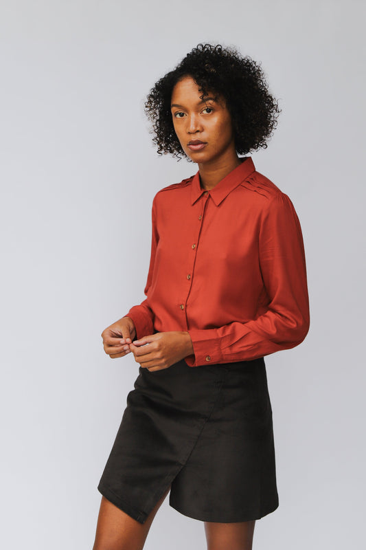 shop maya blouse barn red by j-lab3l at thegreenlabels