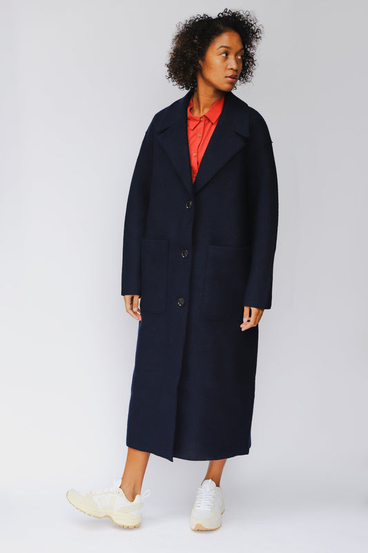 shop carran coat navy by LangerChen at thegreenlabels
