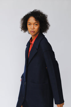 shop carran coat navy by LangerChen at thegreenlabels
