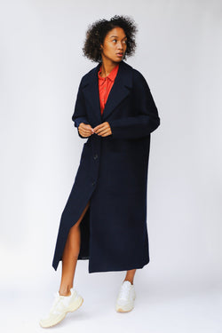 shop carran coat navy by LangerChen at thegreenlabels