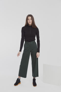 Wide leg elephant pants scarab green by Thinking Mu