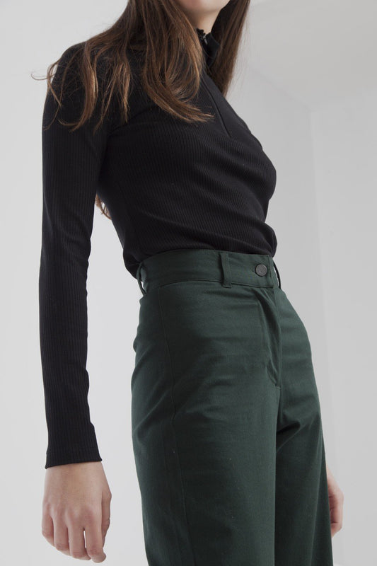 Wide leg elephant pants scarab green by Thinking Mu