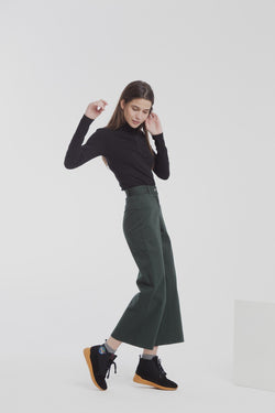 Wide leg elephant pants scarab green by Thinking Mu