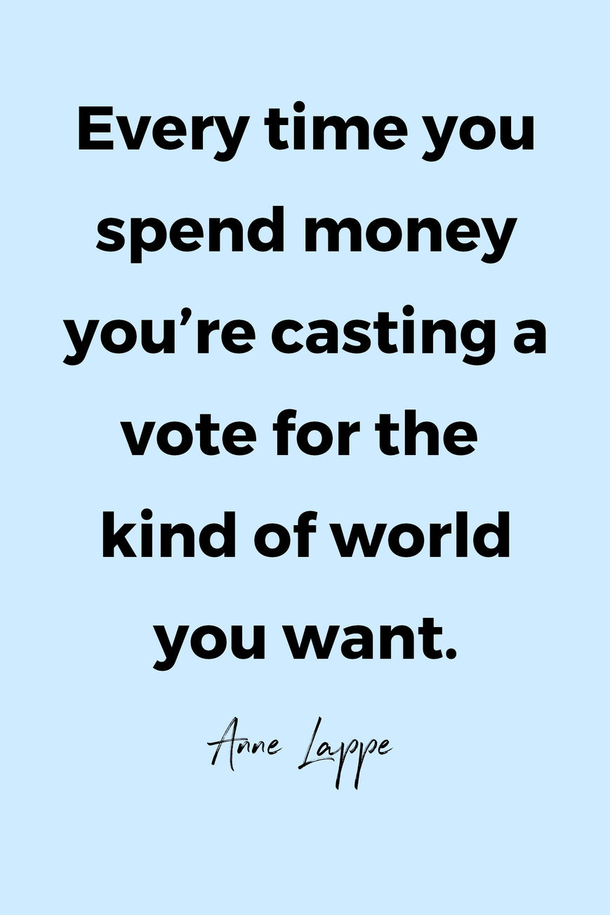 Everytime you spend money you’re casting a vote for the kind of world you want.