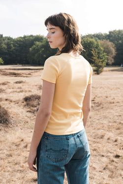 rib tee short sleeve yellow by Signe on thegreenlabels.com