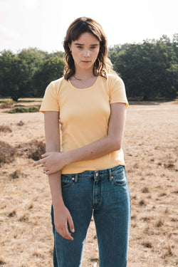 rib tee short sleeve yellow by Signe on thegreenlabels.com