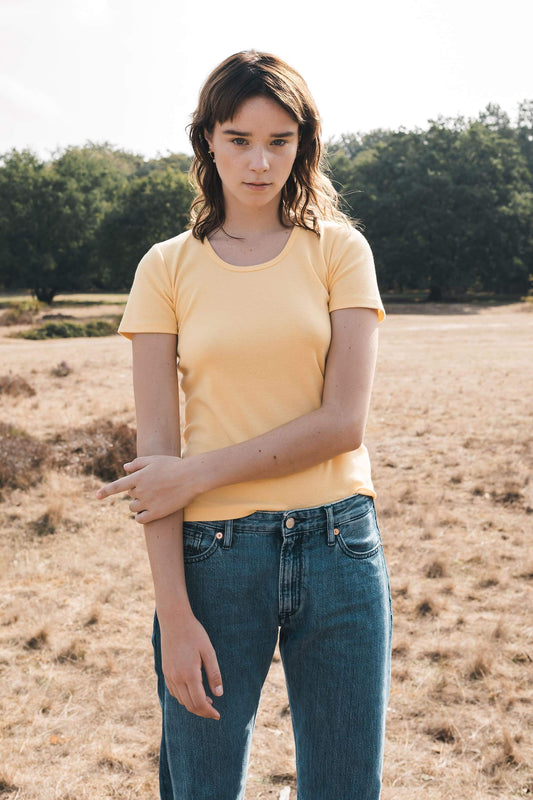 rib tee short sleeve yellow by Signe on thegreenlabels.com