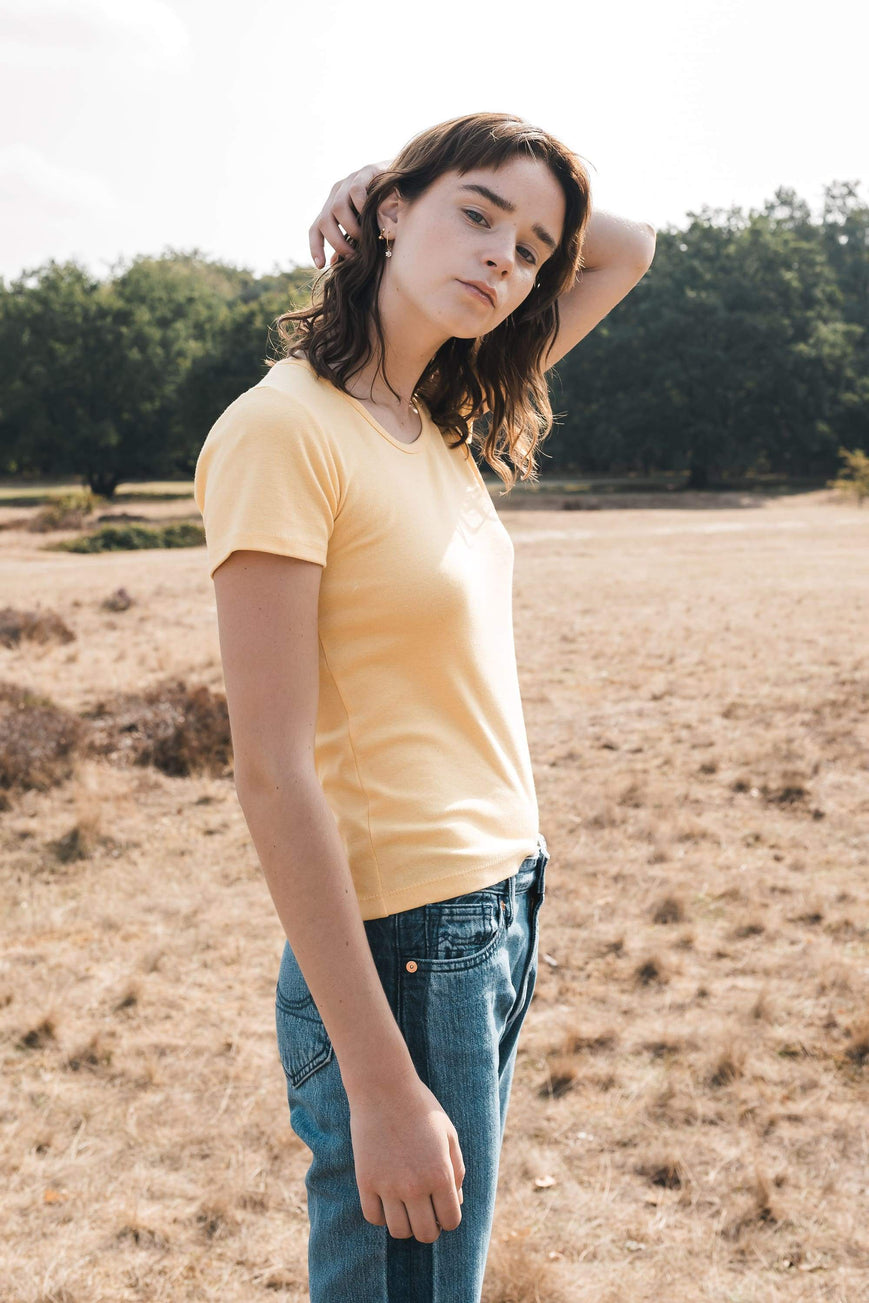 rib tee short sleeve yellow by Signe on thegreenlabels.com