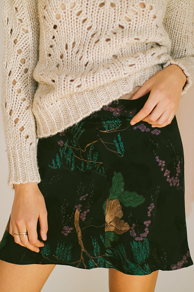 printed jacquard skirt by Cossac at thegreenlabels