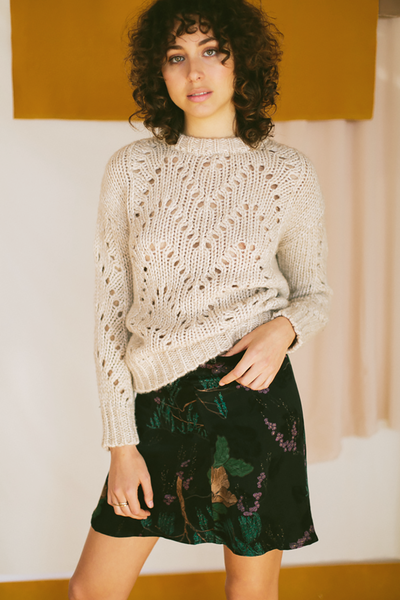 printed jacquard skirt by Cossac at thegreenlabels