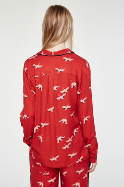 Tops - Aletta Shirt <br> Red & Cranes In The Sky <br> By Armedangels