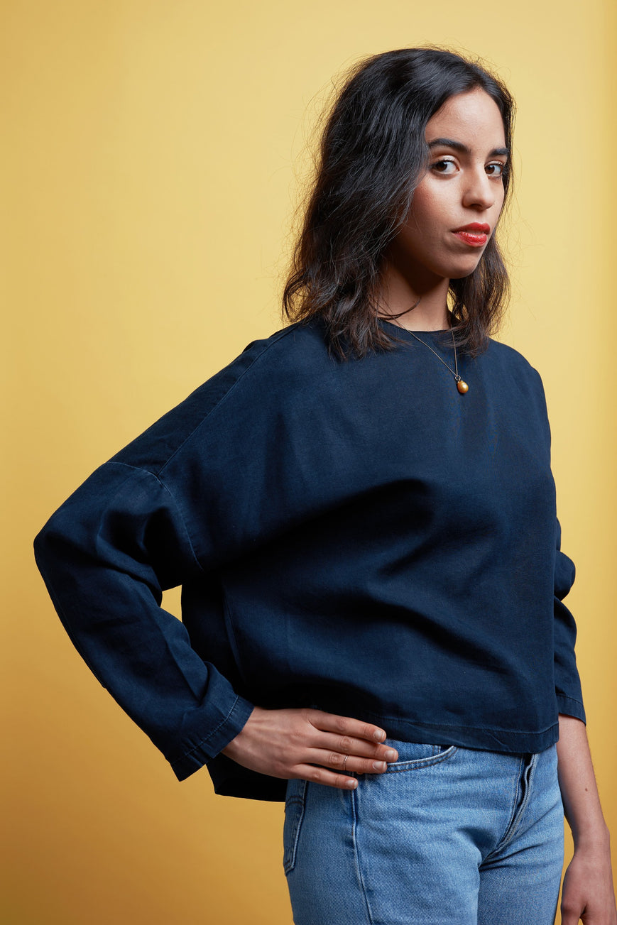 Tops - Amelia Top Blue Black <br> By Kings Of Indigo