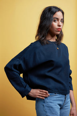 Tops - Amelia Top Blue Black <br> By Kings Of Indigo