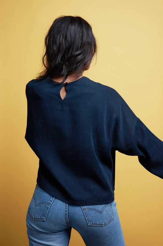 Tops - Amelia Top Blue Black <br> By Kings Of Indigo