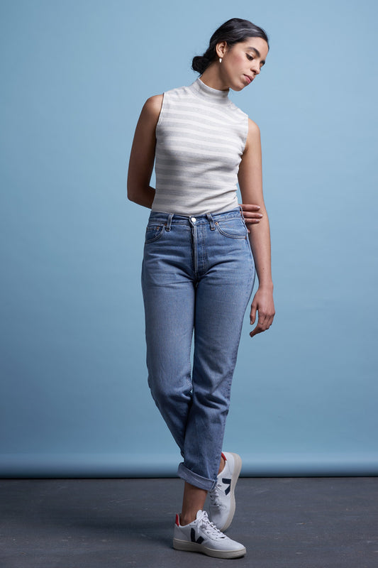 Tops - Jacobina Top Sleeveless Stripe Rib <br> By Kings Of Indigo