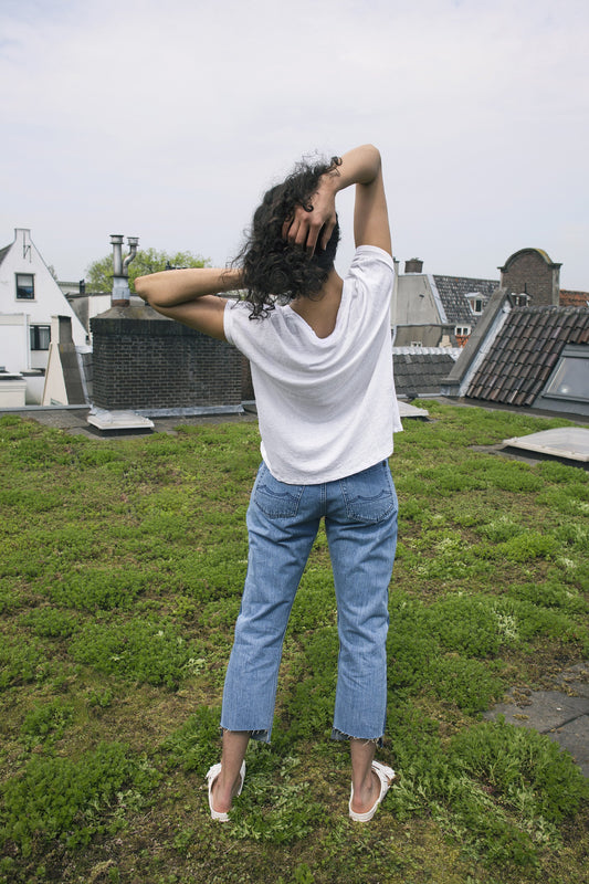 Tops - Linen T-shirt White <br> By Friday's Project