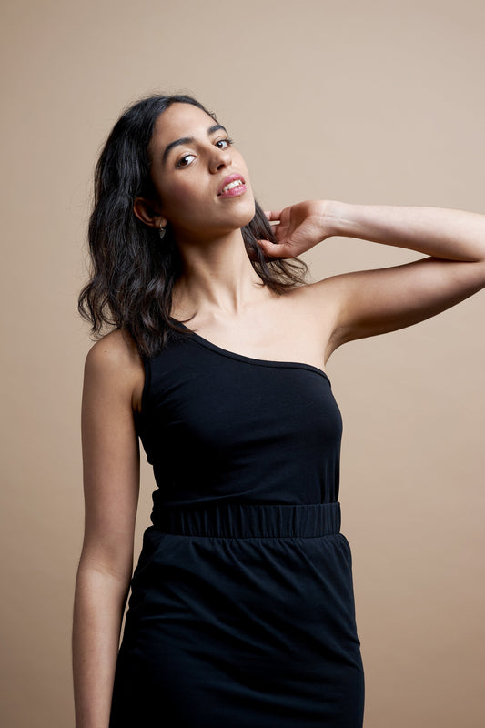 Tops - One Shoulder Top Black <br> By Signe