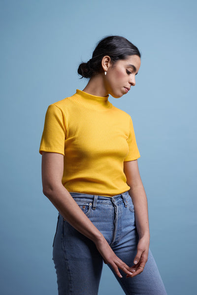 Tops - Rib Tee Yellow <br> By Signe